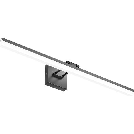 Lampe Miroir LED 9W, Lampe Miroir Salle De Bain Blanc Froid 6000K Éclairage Avant Miroir 40cm Éclairage Armoire Salle De Bain 720LM Lampe Murale Miroir Led Noir(Pas D'interrupteur) (1/4)