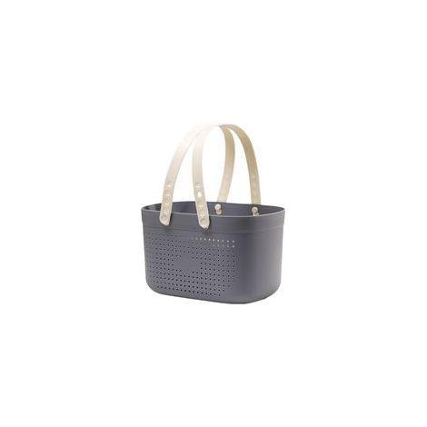 Panier de rangement de salle de bain (gris), panier de douche portable en maille, panier de douche, panier de douche avec évents, panier de rangement portable en plastique de grande capacité (1/5)