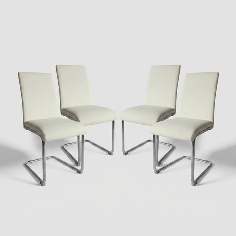 Set 4 sedie in stile contemporaneo da salotto Moiré - Bianco
