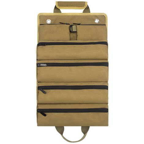 Sac de quincaillerie roulé kaki jardin électricien menuiserie sac de quincaillerie épaissi sac d'outils de quincaillerie voiture sac de rangement d'outils (1/4)