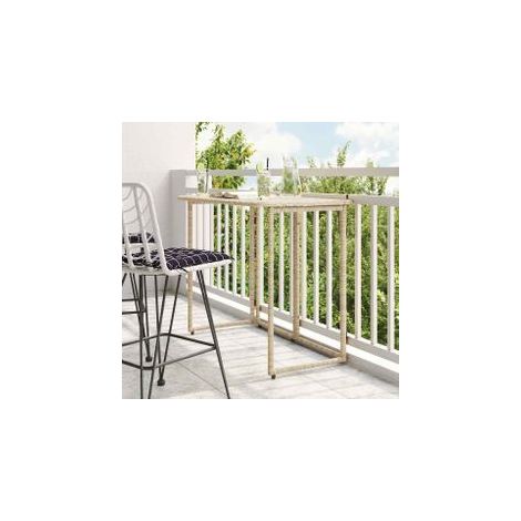 Table de jardin pliante beige 90 x 51x75 polyrotin (1/5)