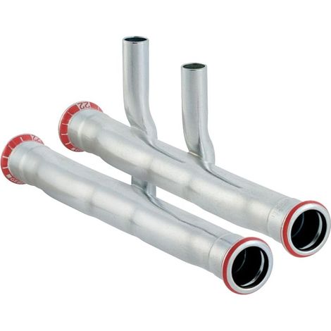 Geberit Mapress C-Stahl Set Anschluss-T-Stück für Vor- und Rücklauf, DN 12, 24002