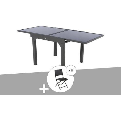 Ensemble repas table extensible carrée en verre Piazza + 8 chaises Modula - Hespéride (1/5)