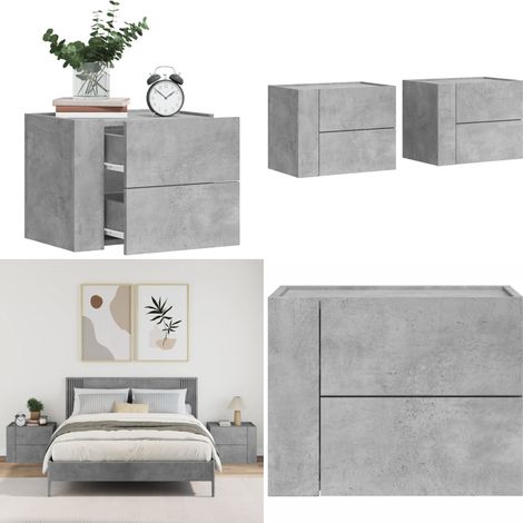 Wand-Nachttische 2 Stk. Betongrau 45x30x35 cm - Beton Tisch - Wandregal - Nachtkästchen - Wohnraum Möbel - Schrank Regal - Home & Living (1/5)