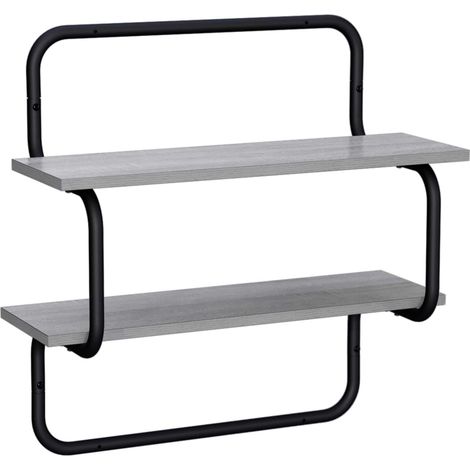 Estante de pared de 2 niveles Sonoma gris 60 x 24,5 x 61 cm vidaXL (1/5)