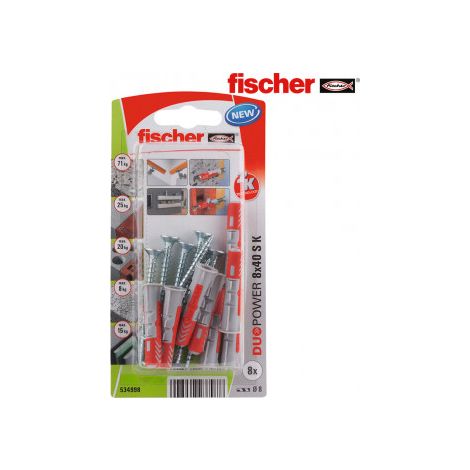 Tacos con Tornillos FISCHER DuoPower Ø8x40mm - Blíster 8 unidades 534998