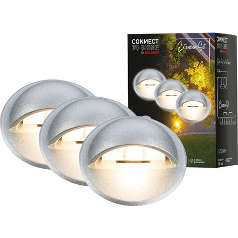 CONNECT TO SHINE Kit d'extension teck avec lot de 3 spots encastrables LED, IP65