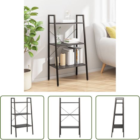 The Living Store Étagère sur pied 3 niveaux Noir 56x35x108 cm - Bibliothèque - Étagère - Meuble De Rangement - Rangement Intérieur - Mobilier Design (1/5)