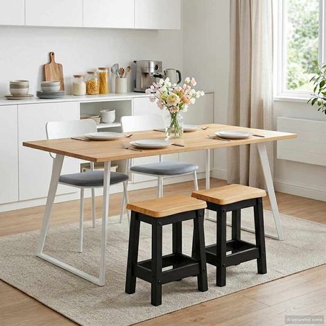 vidaXL Taburete de bar EKAI 2 uds. Negro 40 x 29 x 45,5 cm (1/5)