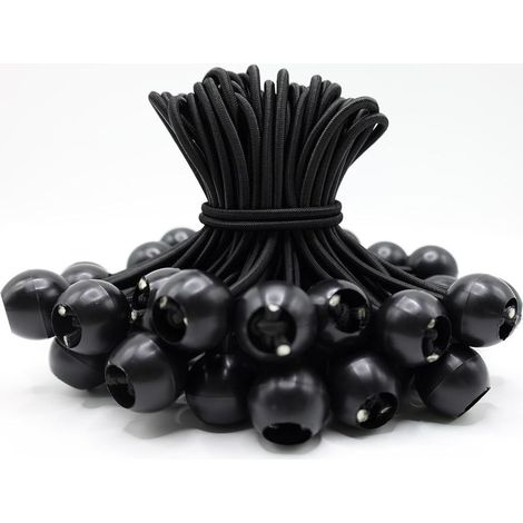 Packung mit 50 Gummi-Bungee-Seilen mit Kugel, Planen-Bungee-Seile mit 15 cm Kugel, Gummi-Bungee-Seil mit Kugel, Gummischlaufen für Zelte, Poster, Banner, Fahnen (1/5)
