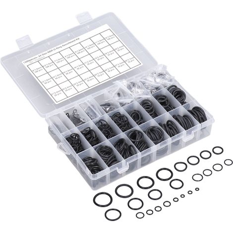 Packung mit 1200 Nitrilkautschuk-O-Ringen, verschiedene Größen, schwarze Dichtungsringe für Sanitärinstallationen und Reparaturen. (1/5)