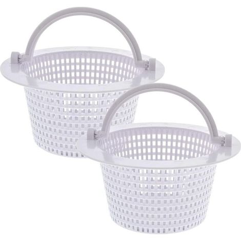 Runder Korb für Aufstellpoolskimmer, mit Griff zum einfachen Herausnehmen, 2er-Pack - Durchmesser 16 cm - Weiß.