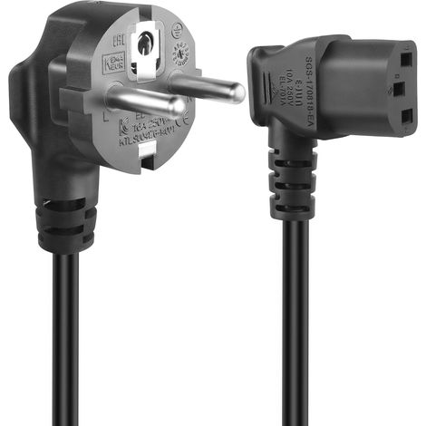 1.5m Câble Froid 3 Broches, 90 degrés CEE 7/7 sur IEC C13 câble d'alimentation avec Contact de Protection coudé sur la Prise Froid C13 (1/5)