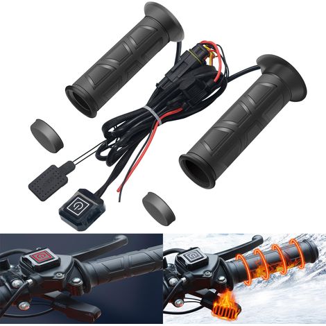 Puños calefactables para bicicletas de montaña, puños calefactables para bicicletas de montaña y calentadores de pulgar, 3 niveles de temperatura, puños calefactables eléctricos de 7/8" para manillare