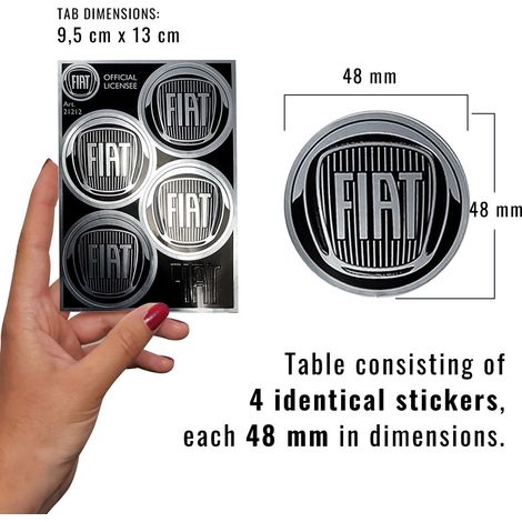 Fiat Adesivi Chrome Tabs - Modello: 4 LOGHI BLACK