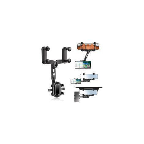 Support de téléphone pour rétroviseur – Réglable 360° – Design rétractable avec silicone souple – Compatible tous smartphones (1/5)