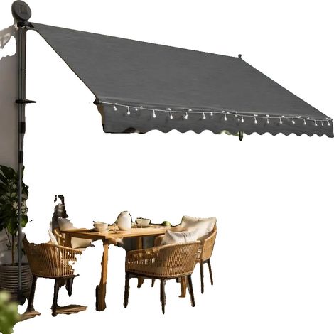 Toldo, iluminación LED solar, diseño de ángulo ajustable, color antracita. (1/2)