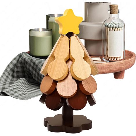 Dessous de verre en bois, forme arbre, isolant thermique (1/5)