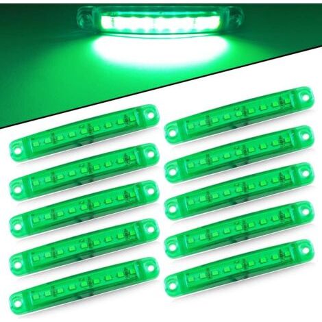 10pcs Lumière Latérale 9SMD 12-24V Feux Latéraux Super Lumineux LED Pour Latéral Feux de Position Du Camion de Conduite Automatique Lumière Avant Feux Arrière de Remorque Moto (Vert) (1/5)