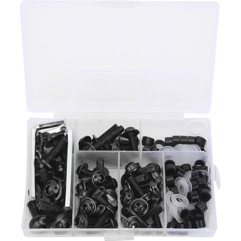 Juego de 158 piezas de tornillos universales para carenado, kit de llaves para juntas y accesorios de motocicleta, color negro-Crezuo