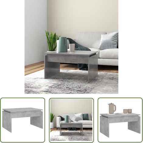 The Living Store Table basse gris béton 68x50x38 cm bois d'ingénierie - Table Basse - Meuble Salon - Table D'appoint - Table En Bois - Design Moderne (1/5)