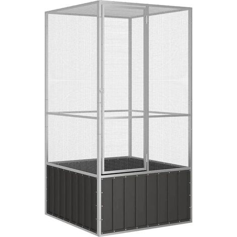 Cage à oiseaux, couleur anthracite, 111x107x211,5 cm, acier galvanisé. (1/5)