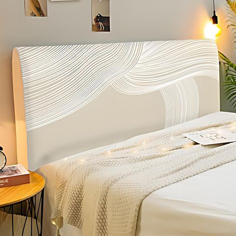 CCYKXA  Housse de Tete de Lit 160 cm Housse Tete de Lit Extensible Lignes Abstraites Housse de Protection Tête de Lit Déhoussable et Lavable Anti-poussière