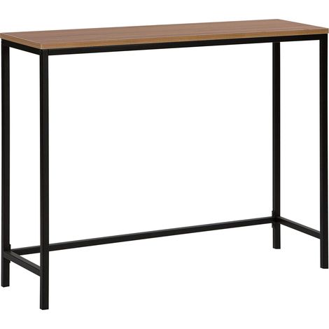 Consola con tablero de madera oscura patas negras 100 x 30 cm pasillo de sala de estar de estilo industrial Tulia (1/5)