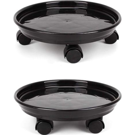 Support De Pots De Fleurs Sur Roulettes - 30 Cm - Pour Intérieur Et Extérieur - Lot De 2 (1/5)