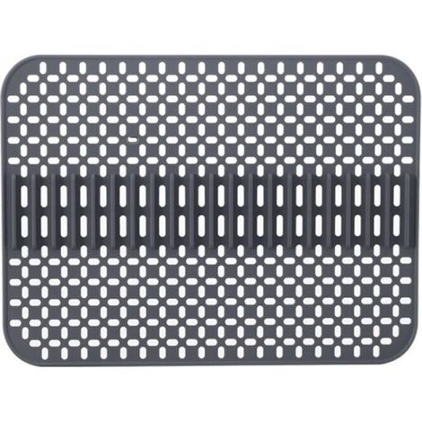 Tapis d'évier en silicone - 43 x 32 cm - Simple couche - Compatible lave-vaisselle - Résistant à la chaleur et antidérapant - Gris foncé