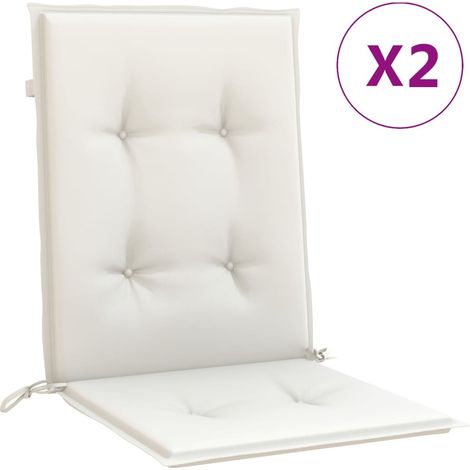 Coussins de chaise à dossier bas lot de 2 crème mélangé tissu (1/5)