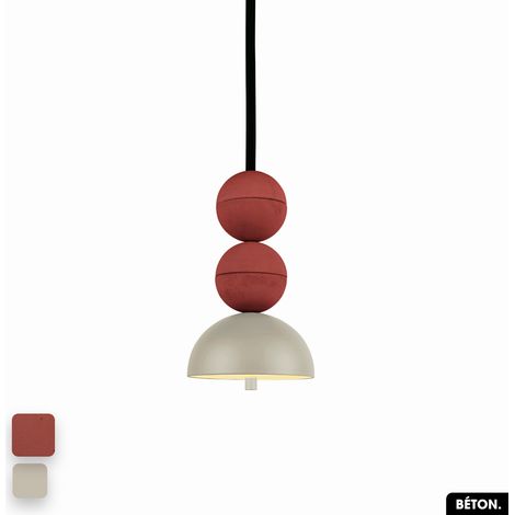 Lampe de suspension en béton - BOSFOR CONCRETE TERRE ROUGE - PEYOTE 2 BALLES LED 14W (1/3)