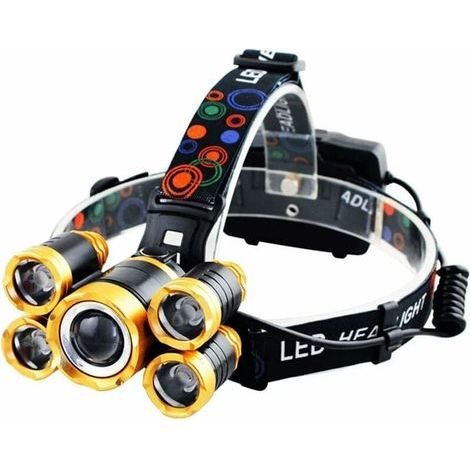 Lampe frontale de travail LED ultra lumineuse, lampe frontale rechargeable par USB, 4 modes étanche, lampe frontale zoomable, meilleure lampe de poche pour adultes, camping, cyclisme, randonnée, extér (1/5)