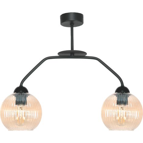 Lámpara de techo colgante negra con pantalla de cristal ámbar 15-468 fred