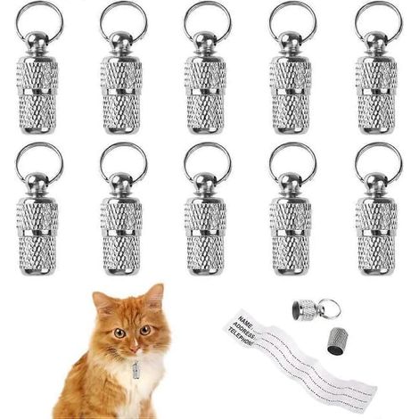 Lot de 10 étiquettes d'identification pour chat, pendentif anti-perte, mini-étiquette d'identification pour collier - Convient également aux petits animaux de compagnie (1/3)