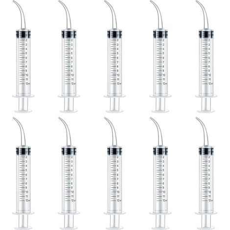 10 Pièces Seringues D'Irrigation Dentaires Dentaire, Seringue D'Irrigateur Oral, Seringue à Pointe Incurvée, De Mesure, Pour Le Nettoyage Des Soins Dentaires Et La Pierre Des Amygdales (1/5)