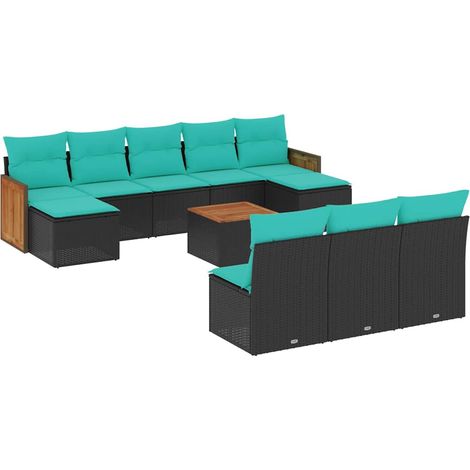 Maison Exclusive - Set Divani da Giardino 11 pz con Cuscini Nero in Polyrattan (1/5)