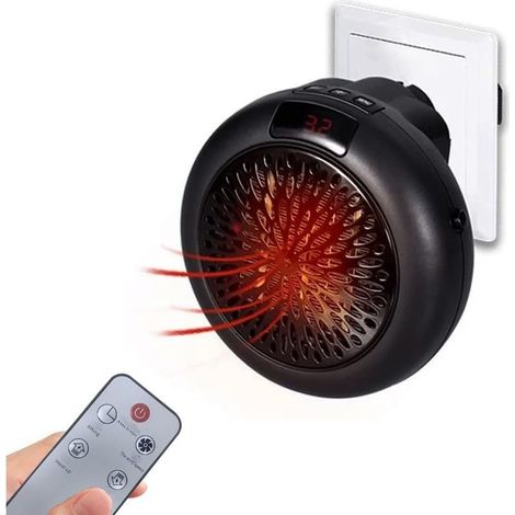 Chauffage soufflant électrique 900 W – Thermostat réglable – Minuterie 1-12h – Protection surchauffe – Pour espaces intérieurs (1/5)