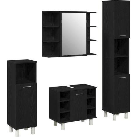 Maison Exclusive - Set di mobili per il bagno 4 pcs Nero 30 x 30 x 179,5 cm