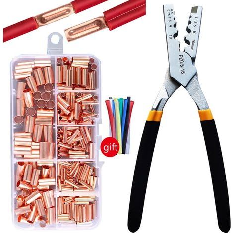 Kit de 250 manchons de raccordement en cuivre – Cosses tubulaires en cuivre GT / Connecteurs de jonction / Manchons à sertir (1/5)