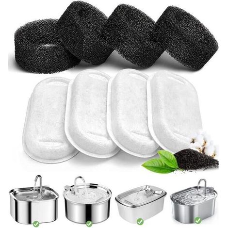 Bardusch-Filtres de Fontaine a Eau Chat, 4PCS Filtres de Distributeur Eau Chat, pour Chat en Acier Inoxydable de 3.2L Fontaines (1/4)