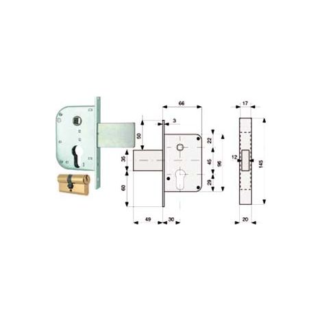 SERRATURA INFIL. CANC. SOLO SCR. C/DISP. BLOCC.+ QUADRO CIL. SAG. 132- - mm.30 (132.30.0) - 2 pezzi MG