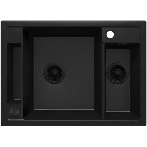 Lavello cucina in granito con 2 vasche 69x50 cm nero - Vora