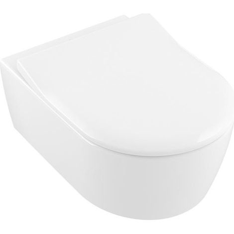 Villeroy & Boch – Abattant WC AVENTO Slimseat – Charnières en acier inoxydable – SoftClosing blanc alpin – QuickRelease pour nettoyage facile