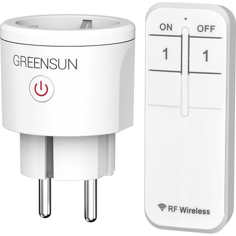 Prise Télécommandée Sans Fil 16A avec 1 Télécommande, Portée jusqu’à 30 m en Champ Libre, Prise Électrique avec Commande à Distance, pour Lampes et Appareils Domestiques, 1 Prise (1/5)