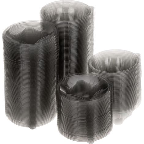 PrimeMatik - Saladiers en plastique transparent recyclable avec couvercle 750mL, 100 pcs. (1/5)
