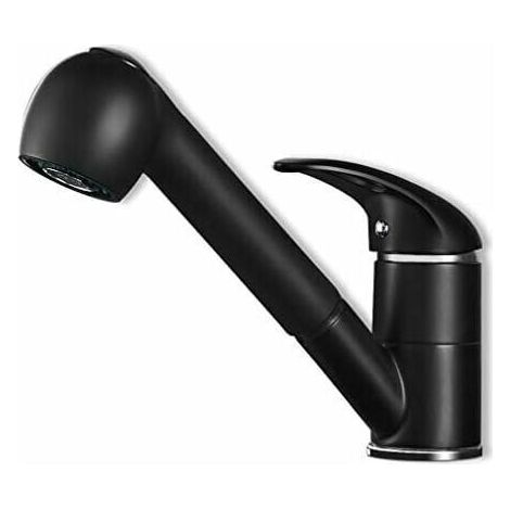 Extendable Kitchen Mixer Tap with 2 Shaped Water Outlets Black Chrome 360° Rotation Hot and Cold Water Single Handle Kitchen Mixer Tap (1/5)