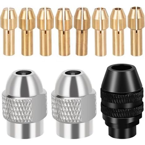 Lot de 10 pièces de serrage de mandrin de perçage de 1/32" à 1/8" en laiton à rotation rapide écrou de rechange 4485 4486 perceuse sans clé (1/5)