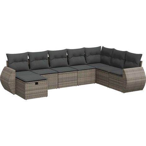 vidaXL Set Divano da Giardino 8 pz con Cuscini Grigio in Polyrattan (1/5)