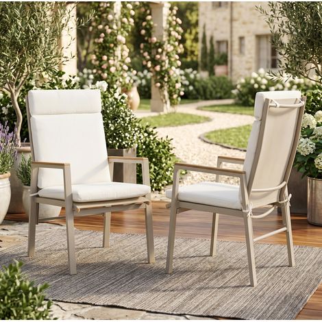 Silla de jardín pack de 2 con reposabrazos de madera compuesta, beige HAVRYA (1/5)